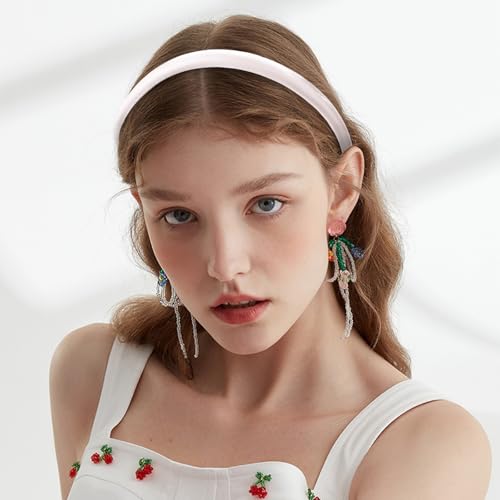CURASA Sponge Padded Headbands For Women Girls 2PCS Non Slip Comfortable Headband Thin Black & White Head Bands Trendy Hair Hoops Elegant Head Bands Set Stretchy Hairbands Plain Solid Hair Accessories