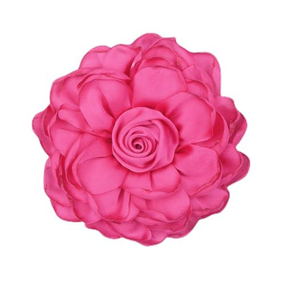 Satin Rose Flower Brooch Hair Clip for Women 4.3 Inch Floral Pin for Hats Dress Everyday Outfits Beach Vacations - color: Rose Red