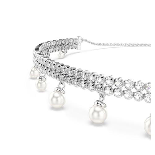 Swarovski Ariana Grande Collection, Clear Crystal & Pearls, Rhodium Finish, Necklaces, Earrings and Bracelets - color: Pearl Choker Necklace