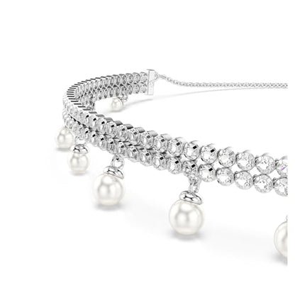 Swarovski Ariana Grande Collection, Clear Crystal & Pearls, Rhodium Finish, Necklaces, Earrings and Bracelets - color: Pearl Choker Necklace