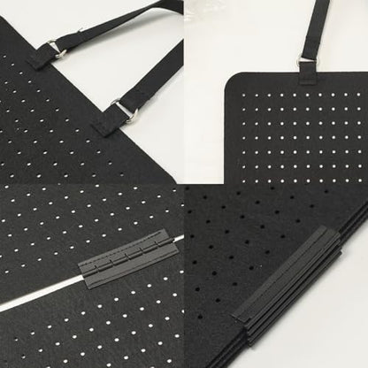 Black Wall Hanging Felt Jewelry Organizer - 5‑Panel 11.8×8 inch Black Display Board with Peg Holes Removable Panels for Earrings Necklaces - size: 11.8×8 inch