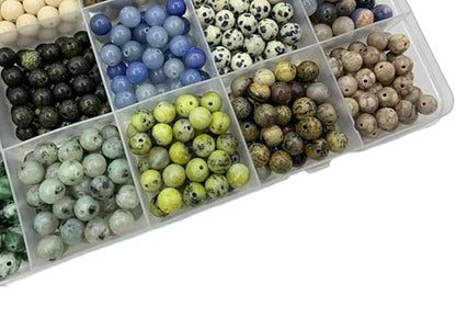960Pcs 6mm Natural Gemstone Beads,1mm Hole Adult Jewelry Making - color: 6mm 24Color 03 Material-A