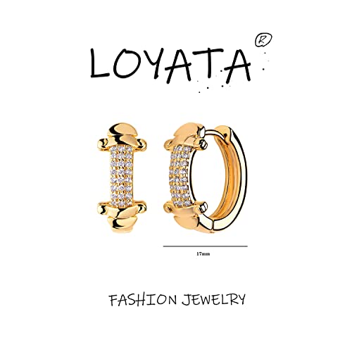 LOYATA Gold Huggie Hoop Earrings 14K Gold Plated Dainty Small Simple Hypoallergenic Jewelry Gift for Women - style: ED310