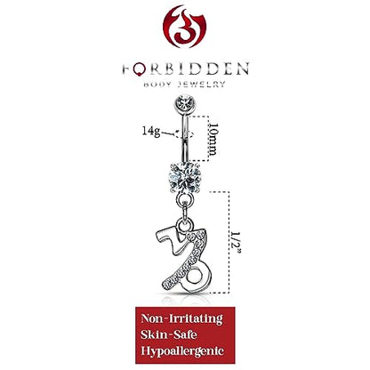 Forbidden Body Jewelry Surgical Steel CZ Jeweled Zodiac Sign Dangle Belly Button Ring - style: Capricorn
