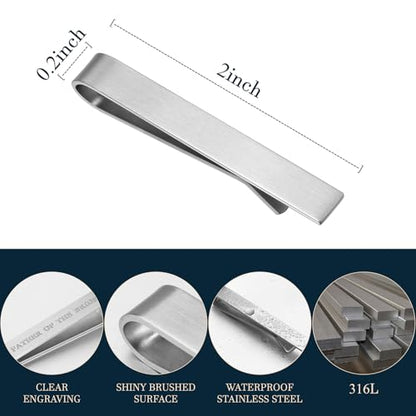 HAWSON Father of the Bride and Groom Tie Clip Best Man Skinny Stainless Steel Marriage Tie Bar Wedding Gift for Man - style: 2''-Father Of The Bride