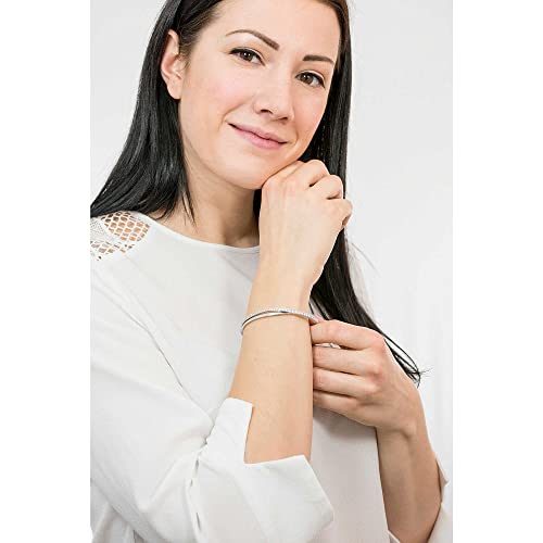 Swarovski Twist Rows Crystal Bracelet Collection, Rhodium & Rose Gold Tone Finish, Clear Crystals - size: Medium, style: Rhodium Tone Finish