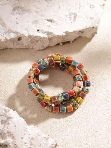 MINACHI Boho Colorful Ceramic Bead Wrap Strand Bracelet for Women, Bohemian Hippie Summer Jewelry Gift - color: S04