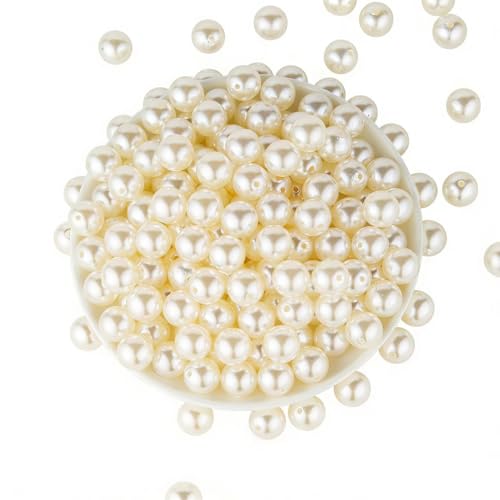 Pearl Beads for Jewelry Making 115pcs 16MM Pearl Craft Beads with Hole Loose Fake Pearls Small Faux Pearls for Jewelry Making Bracelet Necklace DIY, Sewing Decor and Vase Filler - size: 16MM
