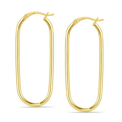 925 Sterling Silver Post Oval Hoop Earrings for Women | 18K Gold-Plated Large Hoops Earring-53mm - color: Yellow-Gold