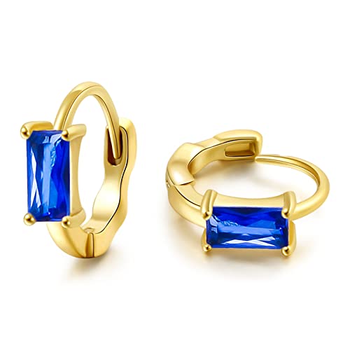 DAILY VIBES Dainty Butterfly Cross CZ Small Huggie Hoop Earrings for Women | Hypoallergenic, 14K Gold Plated Hoops, Tiny Cubic Zirconia, Cartilage Hoop Earrings for Women Trendy - color: Blue