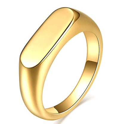 VQYSKO 14K Gold Plated Signet Ring | Statement Band Jewelry for Women - color: Gold