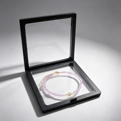 Raicegs Anklets for Women Handmade Beach Boho Ankle Bracelet 3mm Natural Stone Beaded Ankle Bracelet 14K Gold Plated Zircon Pendant Adjustable Crystal Gemstone Anklet Jewelry Gift for Her - color: Amethyst