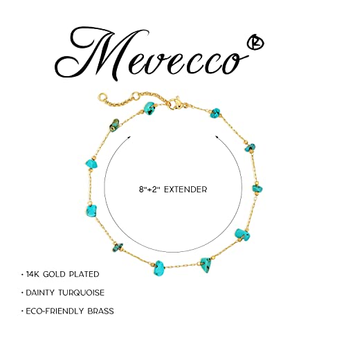 MEVECCO Anklet for Women Gold Chain 14K Gold Plated Dainty Boho Beach Summer Simple Foot Jewelry Ankle Bracelet - style: Bead Turquoise