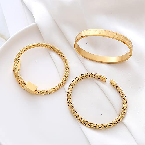 Mens Bracelet Beaded Bracelets Micro Pave Zircon Bracelets for Men Women Bracelets for Men Stainless Steel Cuff Bangle - color: D-gold