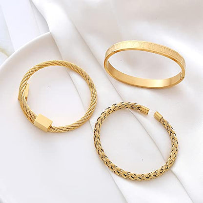 Mens Bracelet Beaded Bracelets Micro Pave Zircon Bracelets for Men Women Bracelets for Men Stainless Steel Cuff Bangle - color: D-gold