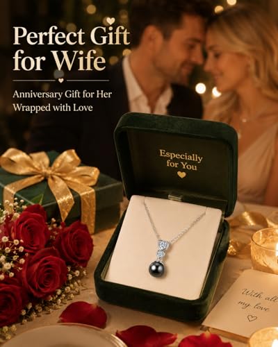 NONNYL Necklace Gifts for Women-Mothers Day Gift for Mom Her Wife Coules Girlfriend-Gifts for Wife Women Wedding Birthday Anniversary Jewelry, Christmas Day Valentine's Gift, Pearl Necklaces - color: Heart black pearl necklace