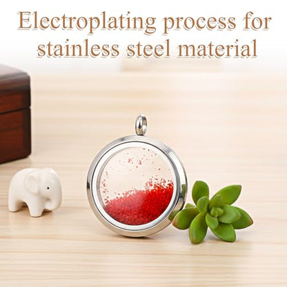 Locket Necklace, 4 Packs Stainless Steel 30mm/1.18" Diameter Glass Locket Pendant Charm, DIY Round Locket, Suitable for Women Friendship Memory Necklace