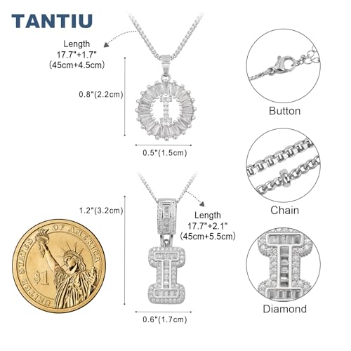 14K Gold Plated Alphabet Necklace Cubic Zirconia Letter Pendant, Personalized Name Jewelry Gift for Women, Customizable A-Z, Birthday/Mothers Day Gifts for Womens - color: White Gold, style: Style-I