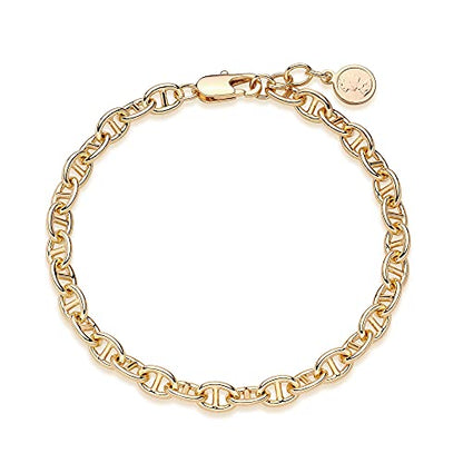 LOYATA Chain Bracelet Gold Link 14K Gold Plated Dainty Pearl Bracelet Simple Jewelry Gift for Women - style: coin 1