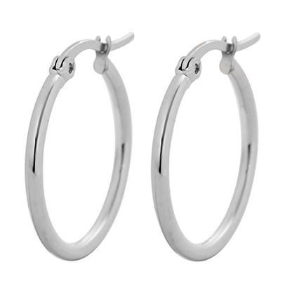 Rounded Hoops Earrings (20mm-60mm Diameter) - color: Silver 20mm