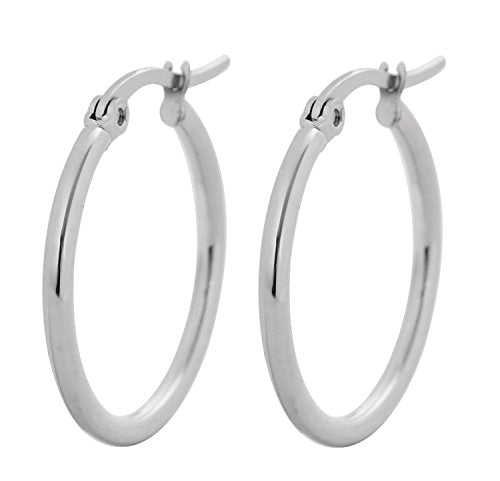 Rounded Hoops Earrings (20mm-60mm Diameter) - color: Silver 20mm