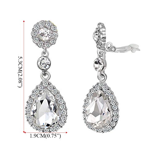 Gorgeous Austrian Crystal Rhinestone Wedding Bridal Teardrop Drop Dangle Earrings - color: White