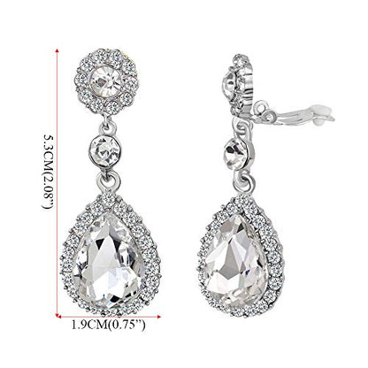 Gorgeous Austrian Crystal Rhinestone Wedding Bridal Teardrop Drop Dangle Earrings - color: White