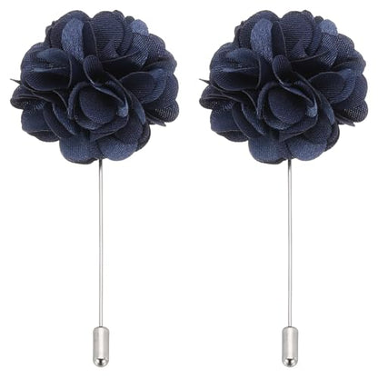 PATIKIL Flower Boutonnieres Pin, Lapel Pin for Men Camellia Flower for Suit Wedding Graduation Anniversary Graduation Outfit Accessories - color: Dark Blue