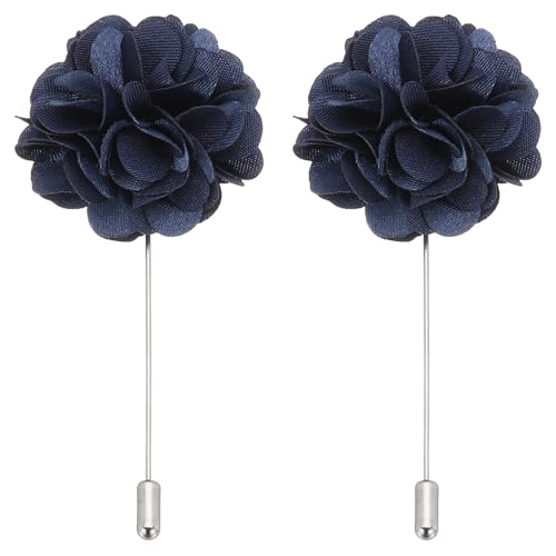 PATIKIL Flower Boutonnieres Pin, Lapel Pin for Men Camellia Flower for Suit Wedding Graduation Anniversary Graduation Outfit Accessories - color: Dark Blue