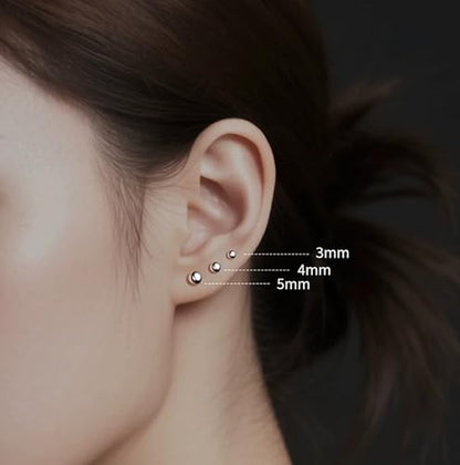 5 Pairs Small Ball Stud Earrings for Women and Men, Hypoallergenic Stainless Steel Round Ball Earrings Set for Sensitive Ears, Multiple Piercings Cartilage (3-7mm)