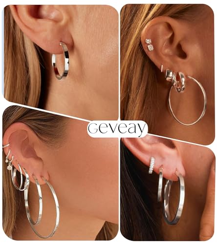 Lightweight 925 Sterling Silver Post Hoop Earrings for Women | 3mm Wide Hypoallergenic Thin Large Hoop Earrings for Women Gift 30/40/50/60mm - size: 50mm Silver