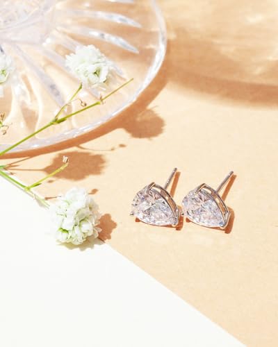 PAVOI 14K Gold Plated 925 Sterling Silver Cubic Zirconia Stud Earrings for Women - Simulated Diamond CZ Earrings - style: Pear 6x8mm