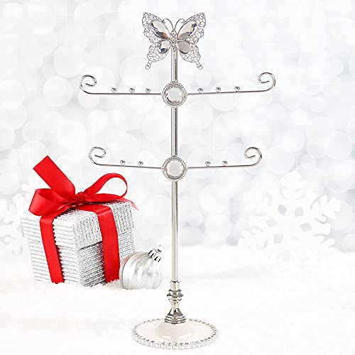 Butterfly Jewelry Display Necklace Earring Organizer Holder Stand Bracelet Rings Rack Tower Decoration Tabletop Countertop for Women Girl Mother's Day Gifts