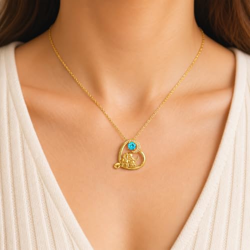 18K Gold Plated Mama Bear/Elephant Necklace for Women Birthstone Necklace Mothers Day Jewelry Gifts for Mom Wife Her - color: Elephant