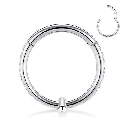 16G Cartilage Earring Hoop 316L Surgical Steel Daith Helix Conch Earrings Tragus Rook Earrings CZ Opal Septum Jewelry Seamless Clicker Nose Rings Hinged Segment Ring Hoop Earring for Women Men - color: 1PC,Silver,Cross CZ