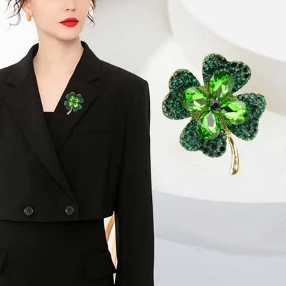 Lavender flower brooch crystal rhinestone tulip brooch elegant accessories jewelry women brooches and pins fashion jewelry wedding flowers lapel pin - color: Clover Leaf