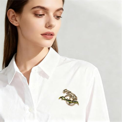 Luxury Crystal Tiger Brooch Pins for Women Men Vintage Gold-Tone Climbing Black Spots Leopard Brooch Fashion Panther Cougar Pin Suit Jackets Coat Animal Jewelry Gift - style: Gold Leopard