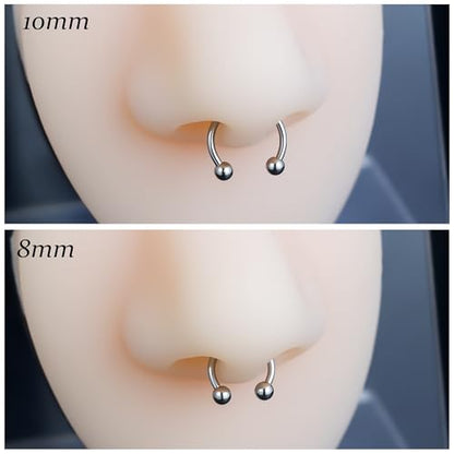 Vsnnsns 14G 16G 18G Septum Rings Piercing Jewelry 316L Stainless Surgical Steel Horseshoe Septum Nose Rings Snake Bite Lip Ring Daith Rook Earrings Smiley Piercing Jewelry for Women Men 8MM 10MM 12MM - color: 16G-8MM Mix Color