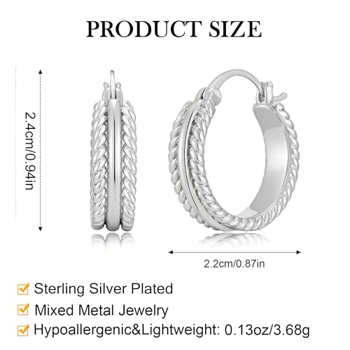 Two Tone Silver and Gold Plated Hoop Earrings for Women Mixed Metal Hypoallergenic Statement Valentines Jewelry Gifts - style: Silver Hoops