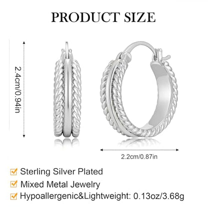 Two Tone Silver and Gold Plated Hoop Earrings for Women Mixed Metal Hypoallergenic Statement Valentines Jewelry Gifts - style: Silver Hoops