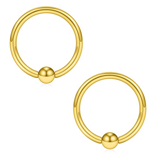 SCERRING 16G Captive Bead Piercing Ring Stainless Steel Nose Septum Tragus Helix Nipple Lip Eyebrow Hoop Rings 12PCS - style: 12PCS - 10mm Mix Color