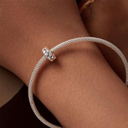 Heart Charm Clip Lock Spacer Stopper Charm Bead Bracelet 925 Sterling Silver Charms Safety Chain for Pandora Bracelets - color: Love Silver Beads