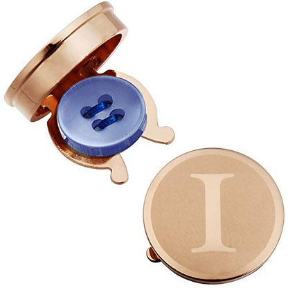 HAWSON Men's Letter Initial Button Cover Cufflinks Letter Rose Gold/Silver Suitable for Formal Business Shirt Letter A-Z - color: Rose Gold Color - I
