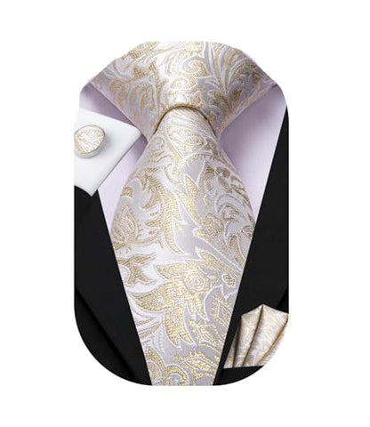 Dubulle Mens Paisley Striped Tie Woven Necktie for Men and Handkerchief Cufflinks Set Wedding Formal Business - color: C Light Sparkles