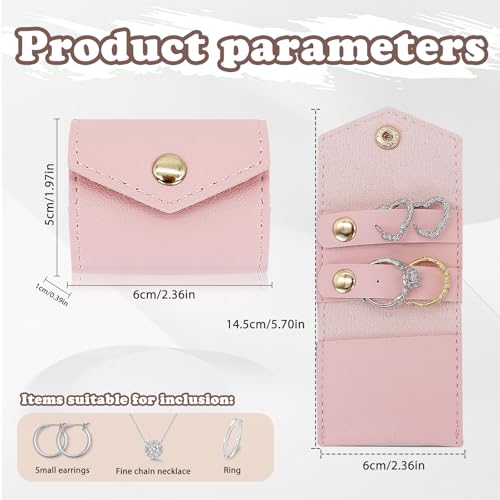 Mini Travel Jewelry Roll Bag with Buckle, Foldable Multifunctional Mini Travel Jewelry Case, Small Jewelry Bags Storing Rings, Necklaces, Earrings (Pink) - color: Pink