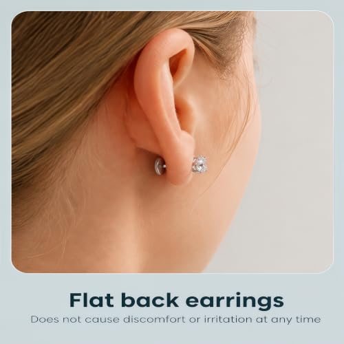 6 Pairs 20G Flat Back Stud Earrings, 316L Surgical Steel CZ Set | Hypoallergenic 316L surgical steel, AAAAA CZ, secure screw backs and six 2-8mm sizes for sensitive ears, helix and tragus.