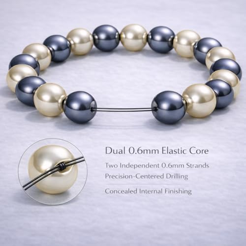38 Magnetic Therapy Hematite beaded Bracelet For Women And Men Power Gemstone Crystal Unisex Macrame - color: Faux Pearl Hematite