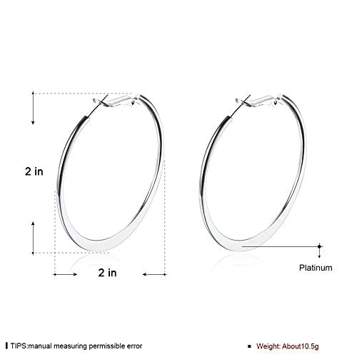 Gold Hoop Earrings,18K Gold Plated Rounded Hoops Earrings for Women - color: White-Flattened-2"