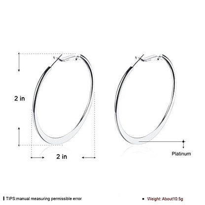 Gold Hoop Earrings,18K Gold Plated Rounded Hoops Earrings for Women - color: White-Flattened-2"