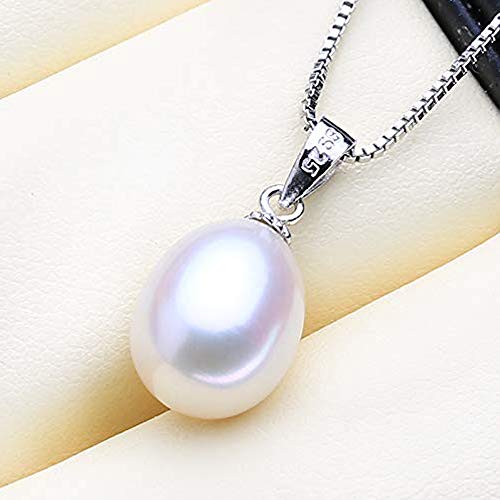 Pearl Jewelry Set For Women Pearl Pendant Necklace & Pearl Earrings with Sparkling Rhinestones 925 Sterling Silver Freshwater Pearl Drop Jewelry Set for Wedding Prom Gift - color: Silvery-White